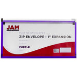 JAM Paper Expanding Wallet with Zipper Closure, Letter, Purple, 12/Pack (921Z1PU)