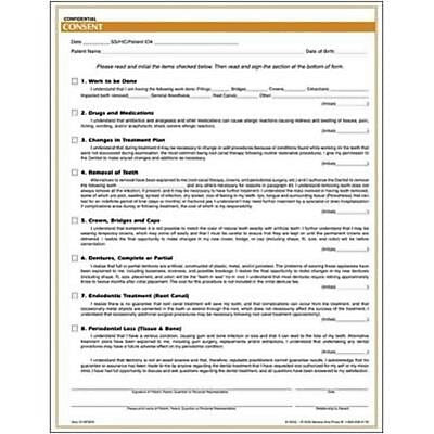Medical Arts Press Dental Consent Form; Rainbow FormFamily (10039)
