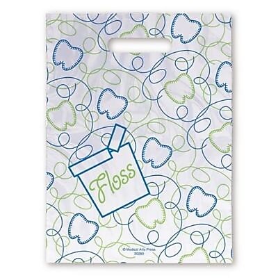 Medical Arts Press® Dental Scatter Print Bags, 7 1/2" x 10", Blue & Green Floss (30289)
