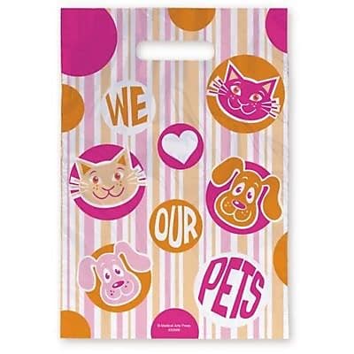 Medical Arts Press® Veterinary Scatter Print Bags, 9" x 13",  Pink and Orange Pets (30568)