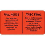 English/Spanish Collection Pre-Printed Labels, Final Notice, 1.75 x 3.25 inch, 500 Labels