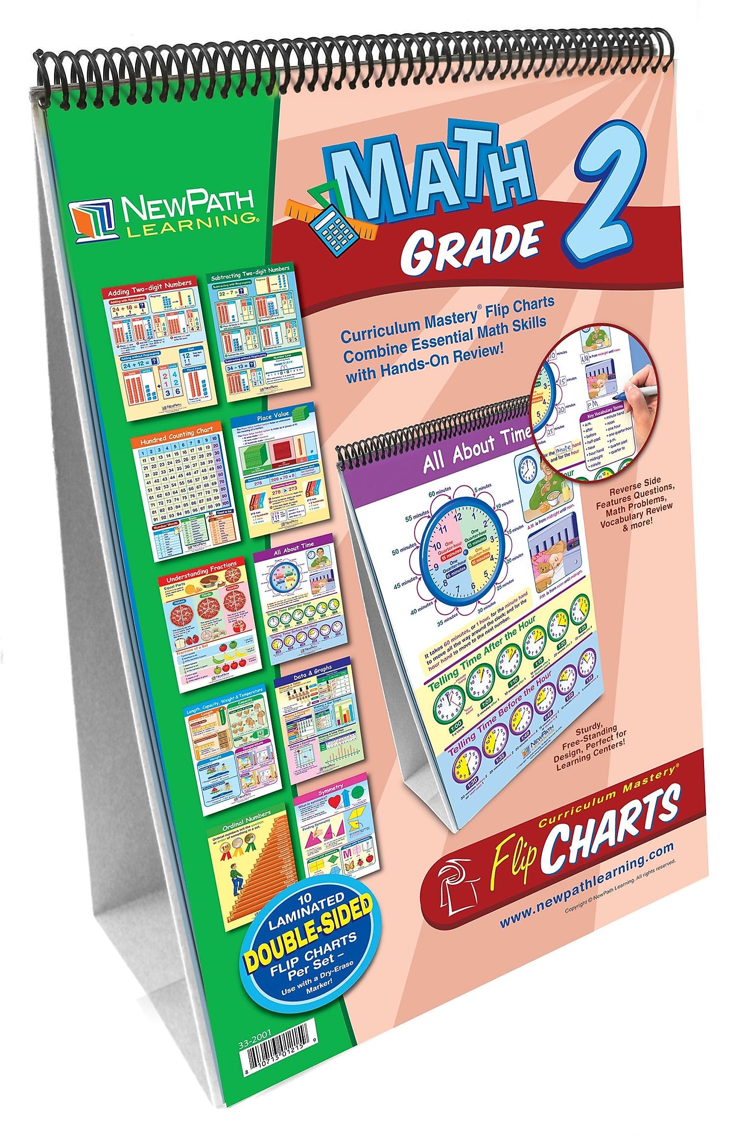 NewPath Learning Math Curriculum Mastery Flip Chart Set, Grade 2