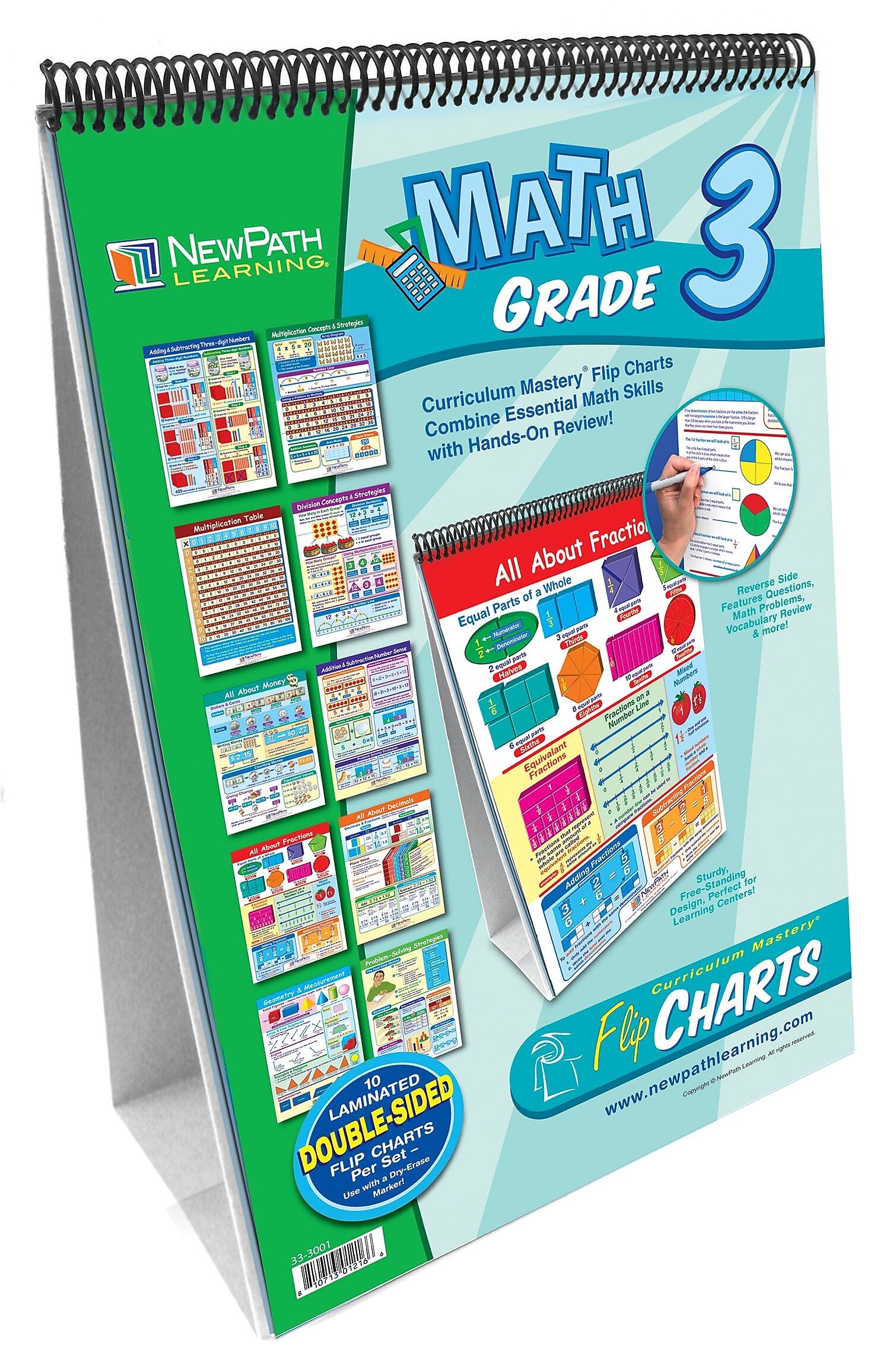 NewPath Learning Math Curriculum Mastery Flip Chart Set, Grade 3