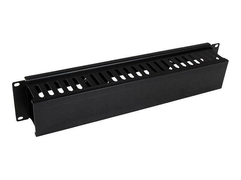 StarTech Steel 2U Horizontal Finger Duct Rack Cable Management Panel, Black