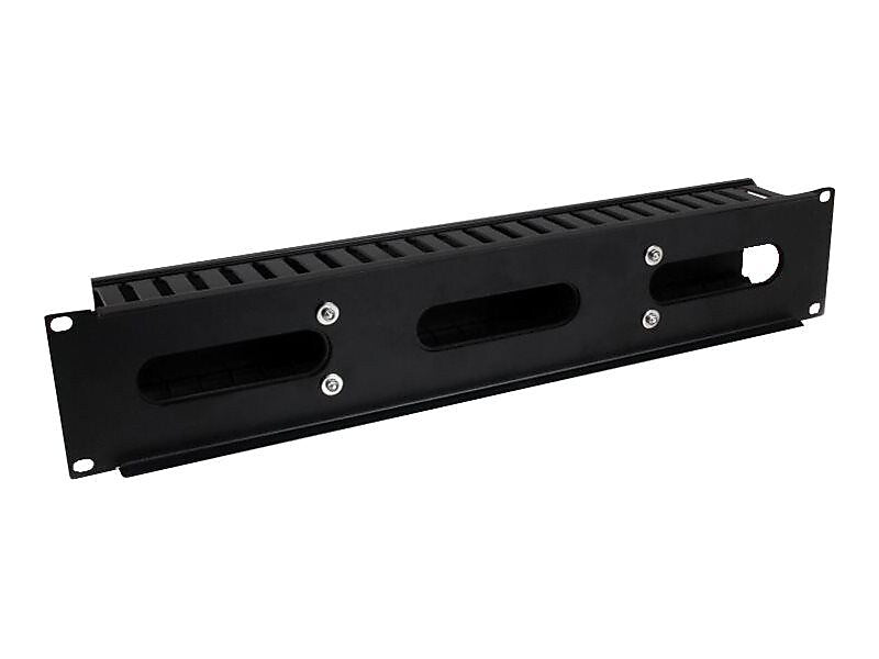 StarTech Steel 2U Horizontal Finger Duct Rack Cable Management Panel, Black