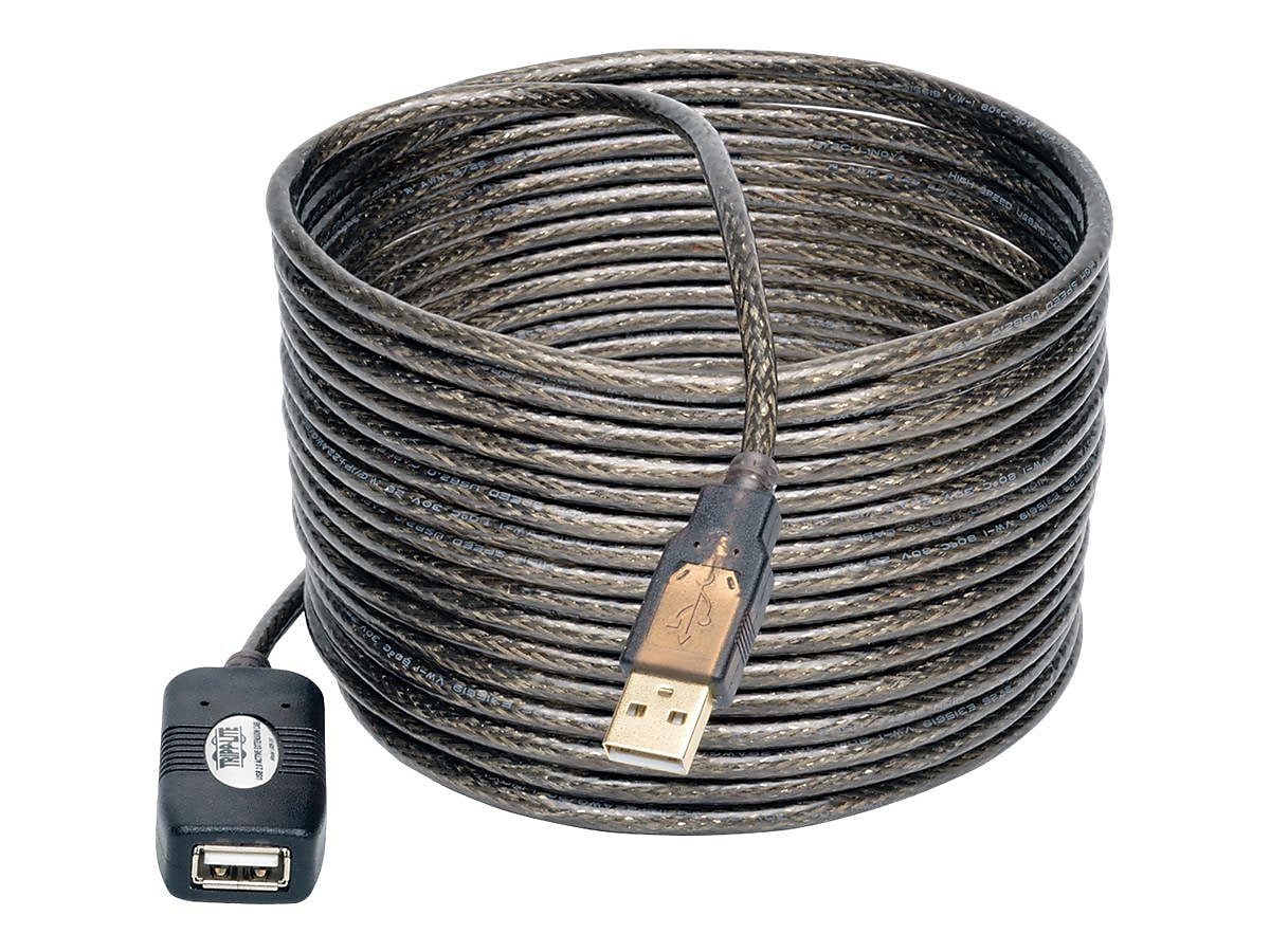 Tripp Lite 16' USB 2.0 A Male To A Female Active Extension Cable, Black