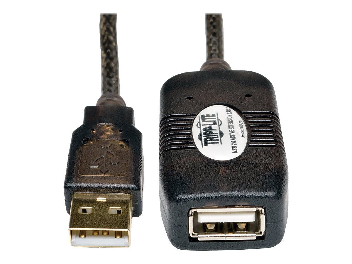 Tripp Lite 16' USB 2.0 A Male To A Female Active Extension Cable, Black