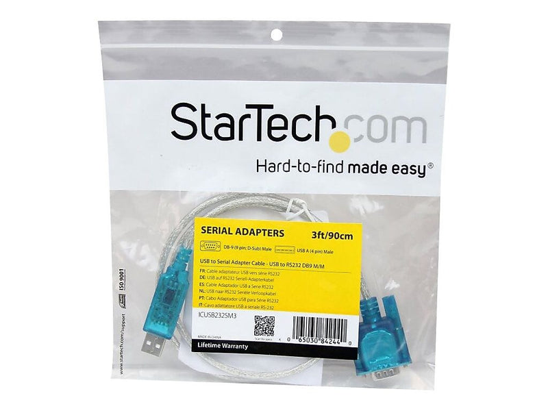 StarTech 3' USB To RS232 DB9 Serial Adapter Cable