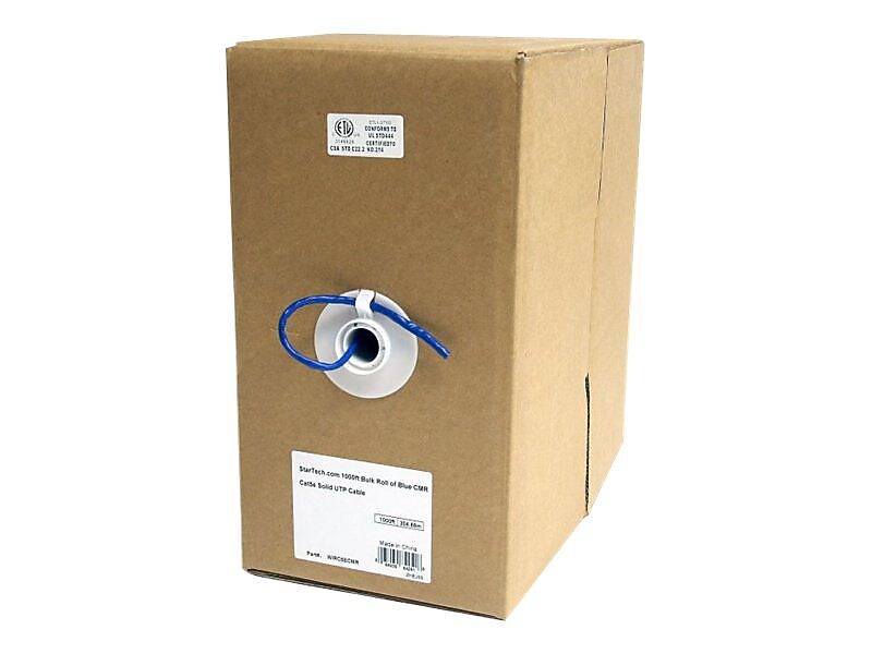 StarTech 1000' Bulk Roll CMR Cat 5e Solid UTP Cable, Blue