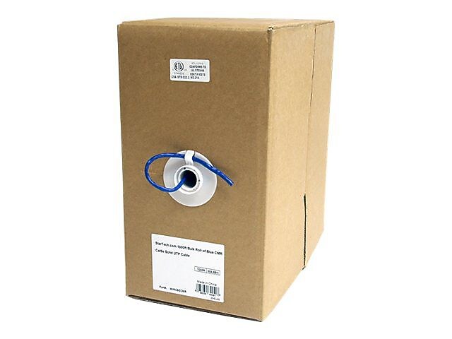 StarTech 1000' Bulk Roll CMR Cat 5e Solid UTP Cable, Blue