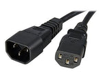 Startech 3' IEC 60320 C13 To IEC 60320 C14 Standard Computer Power Extension Cord, Black