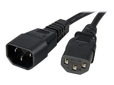 Startech 3' IEC 60320 C13 To IEC 60320 C14 Standard Computer Power Extension Cord, Black