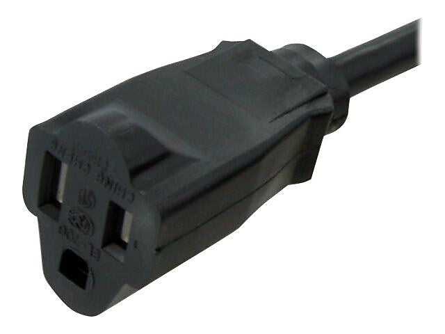 Startech 15' NEMA 5-15R to NEMA 5-15P Power Extension Cord, Black