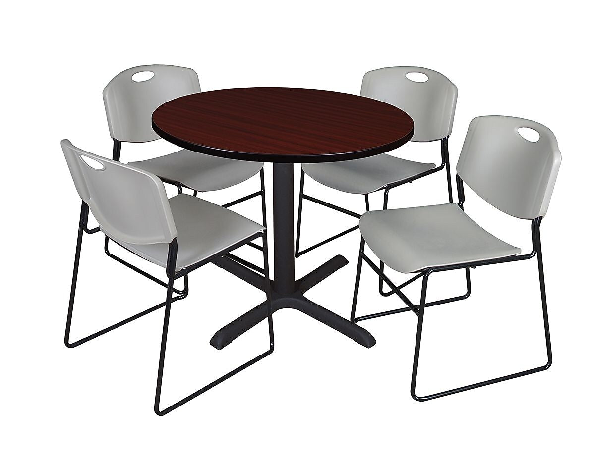 Regency 42-inch Round Laminate Table with Zeng Stack Chairs, Gray (TB42RNDMH44GY)