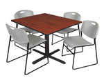 Regency 48-inch Square Laminate Cherry Table with 4 Zeng Stack Chairs, Gray (TB4848CH44GY)