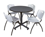 Regency 42-inch Round Laminate Gray Table With 4 M Stacker Chairs, Gray (TKB42RNDGY47GY)