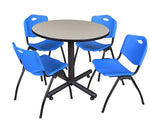 Regency 42-inch Round Laminate Maple Table with 4 M Stacker Chairs, Blue (TKB42RNDPL47BE)