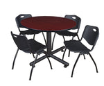 Regency 48-inch Round Laminate Lunch Room Table With 4 M Stacker Chairs, Black (TKB48RNDMH47BK)
