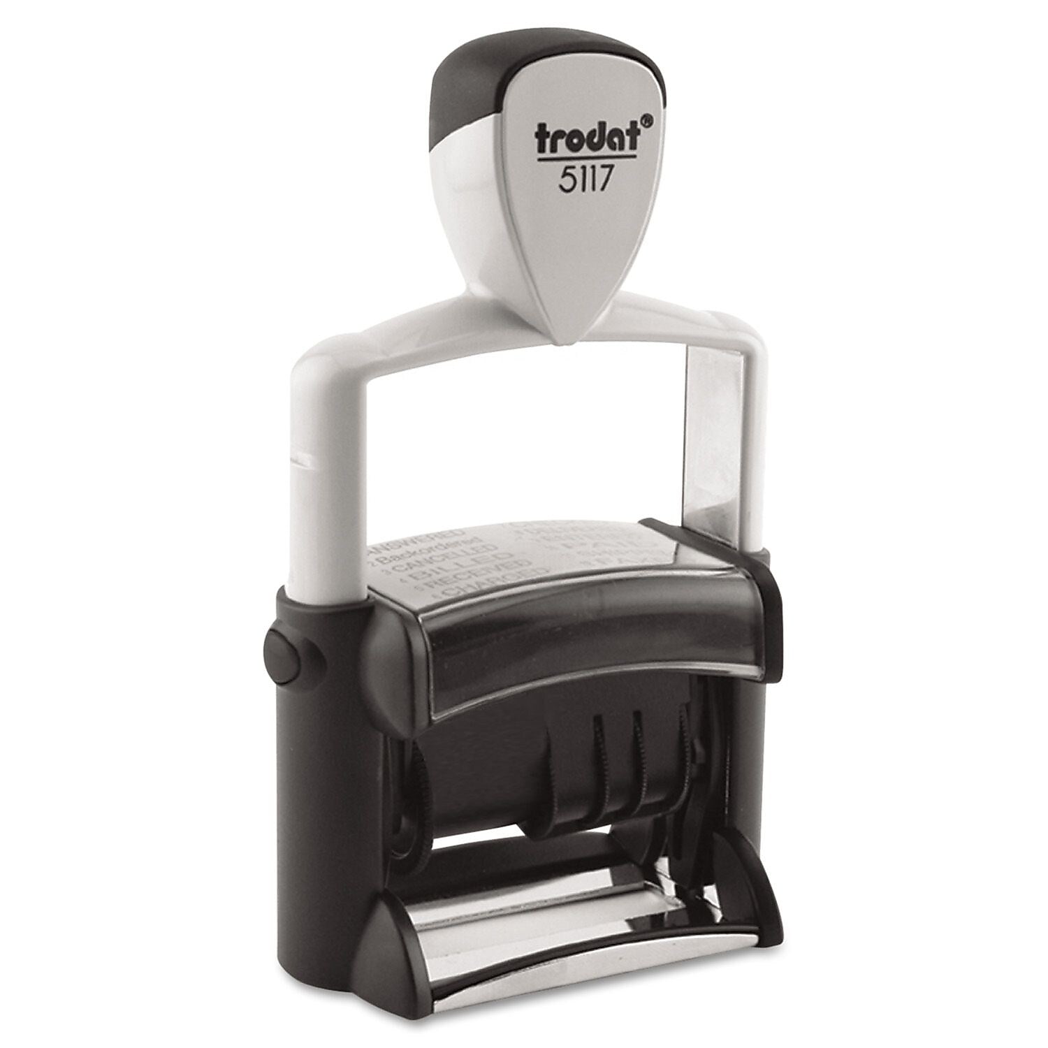DN PUSH Trodat Professional 12-Message Date Stamp, Black, Each (5000)