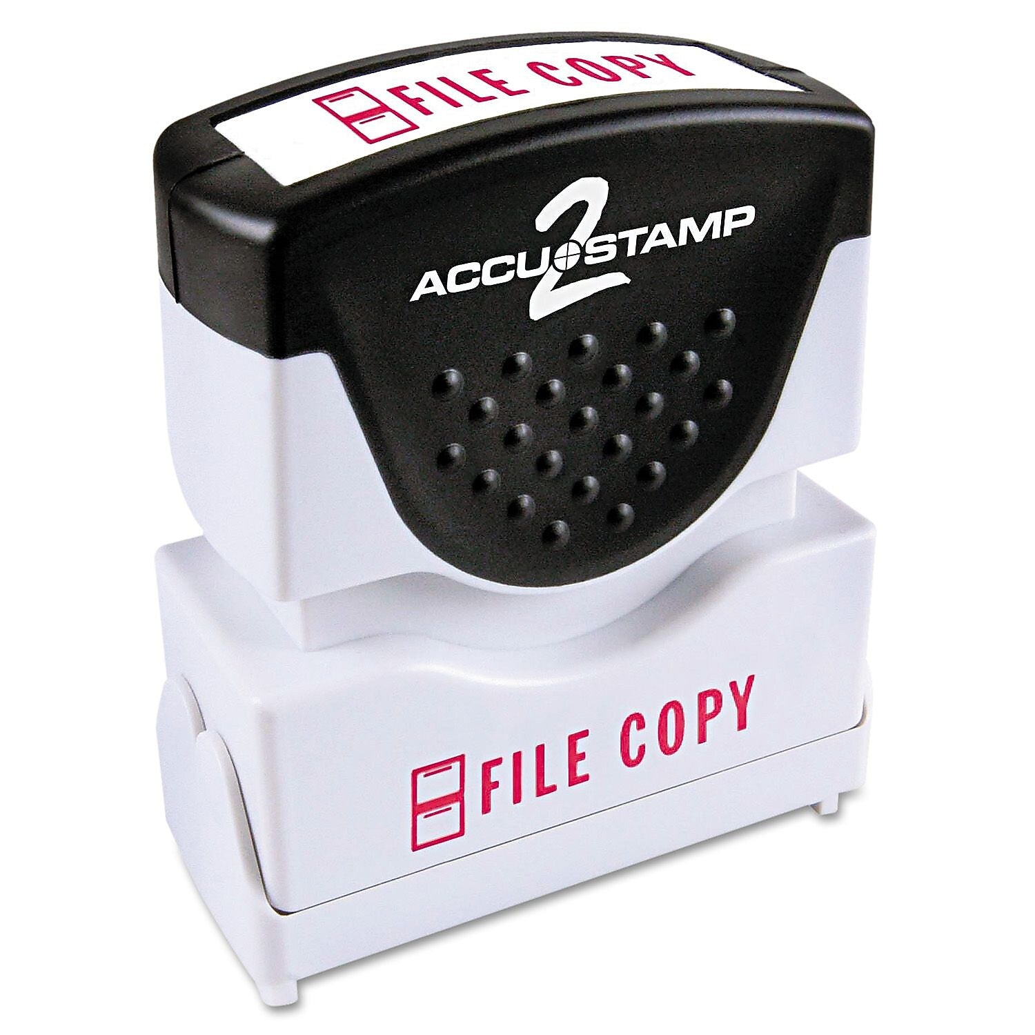 Accu-Stamp2® One-Color Pre-Inked Shutter Message Stamp, FILE COPY, 1/2" x 1-5/8" Impression, Red Ink (035596)