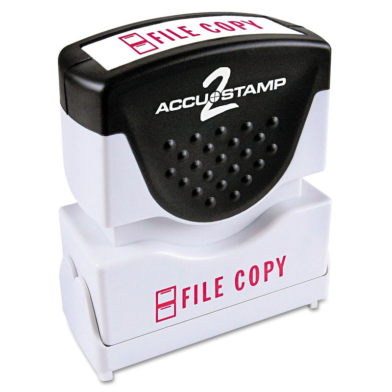 Accu-Stamp2® One-Color Pre-Inked Shutter Message Stamp, FILE COPY, 1/2" x 1-5/8" Impression, Red Ink (035596)