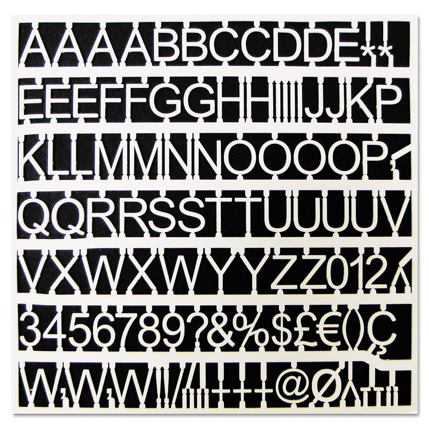 MasterVision Plastic Letters, Numbers & Symbols, White, 1", 270/Pack (BVCCAR1002)