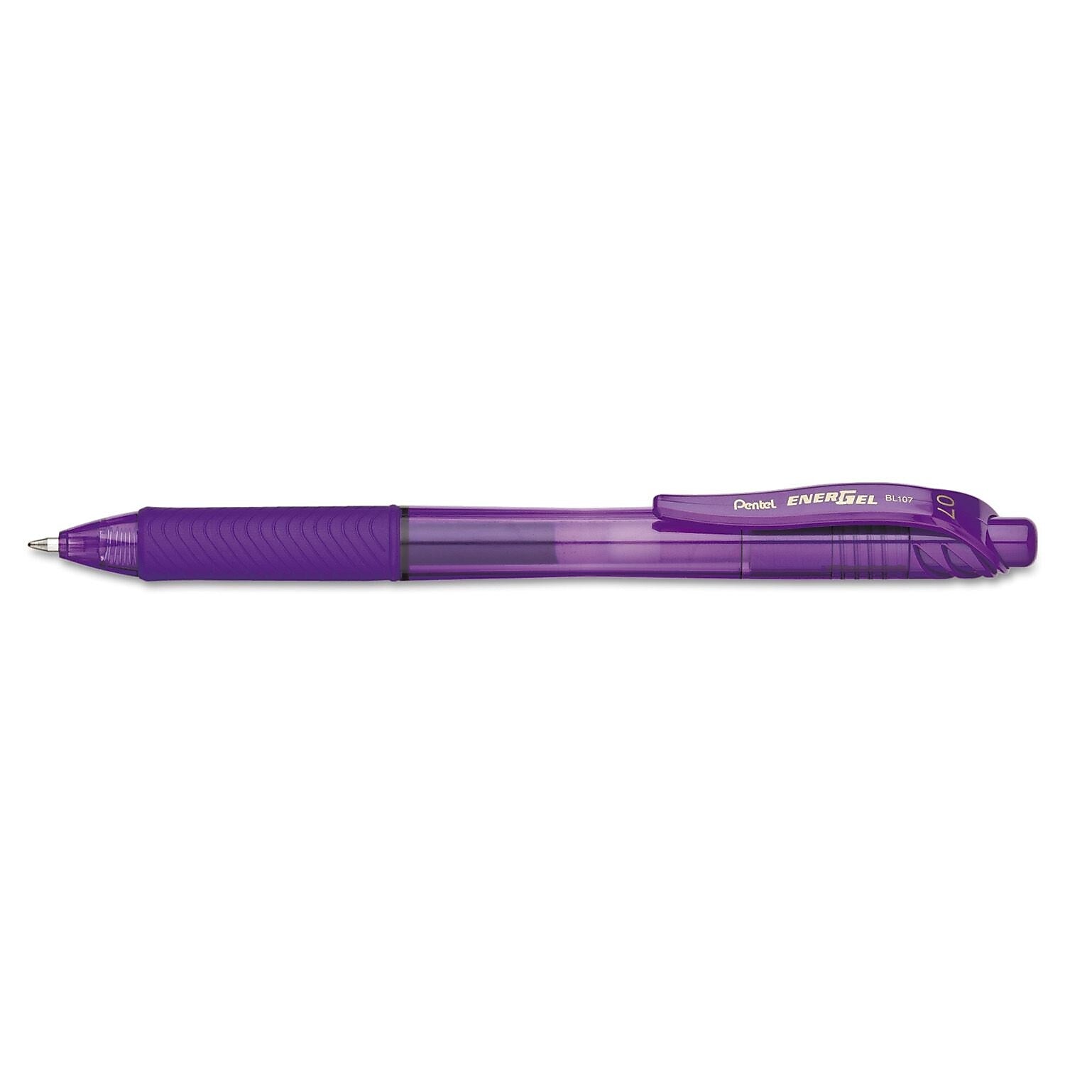 Pentel® EnerGel-X® Retractable Roller Gel Pen, 0.7 mm, Violet, 1/Dozen (BL107V)