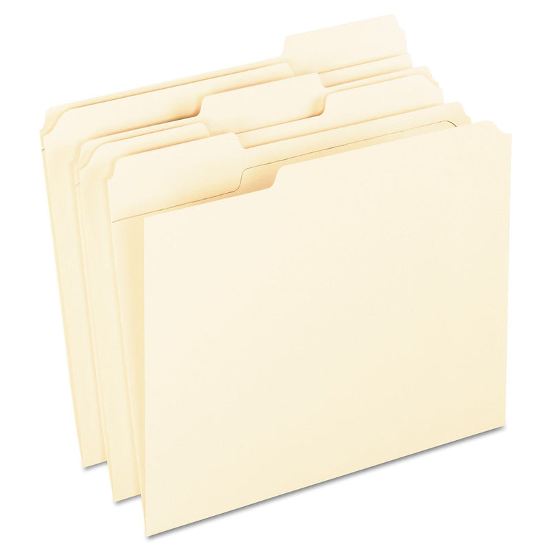 Pendaflex Recycled File Folder, 1/3-Cut Tab, Assorted, Letter Size, Manila, 100/Box (R752 1/3)