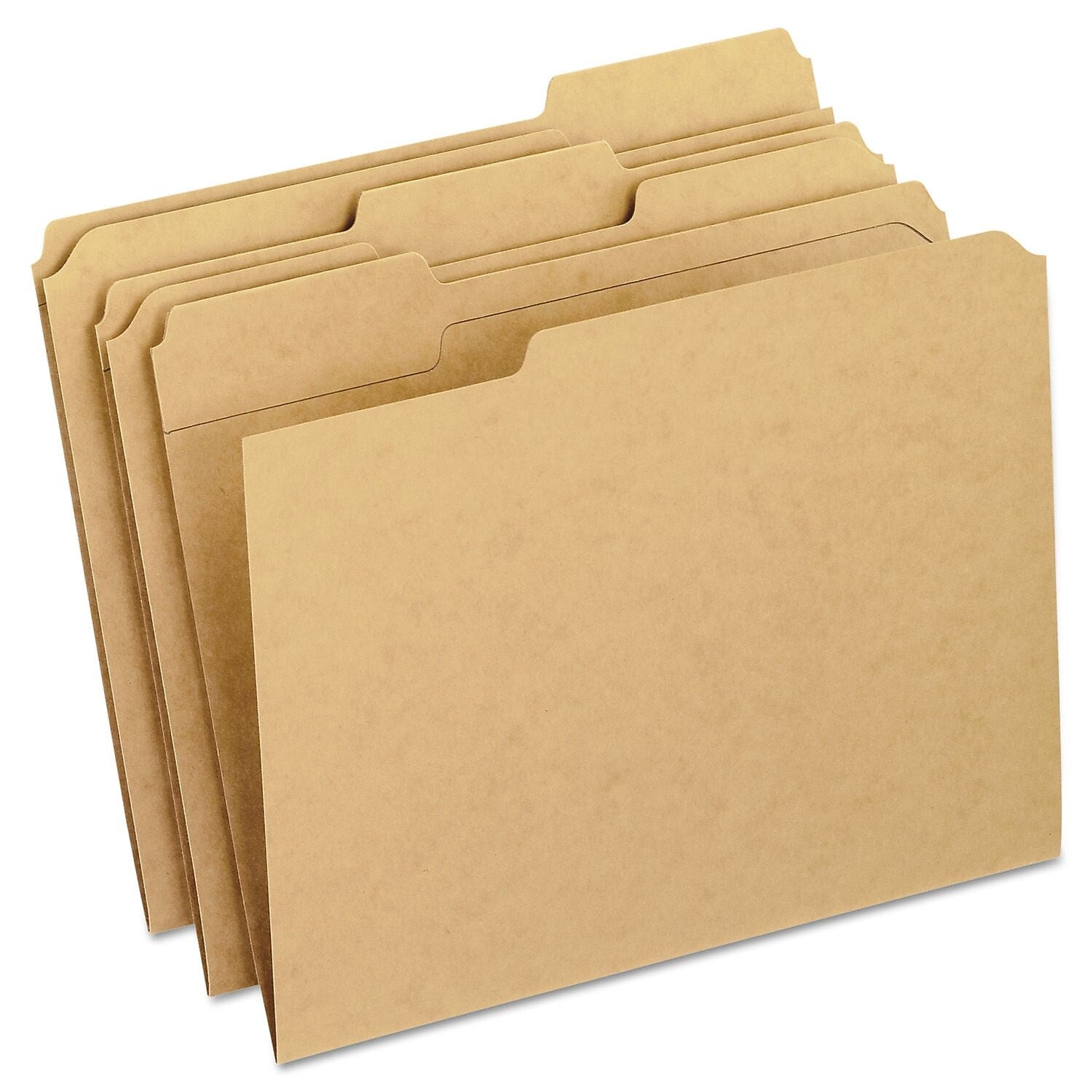 Pendaflex File Folder, 1/3-Cut Tab, Assorted, Letter Size, Brown, 100/Box (PFXRK15213)