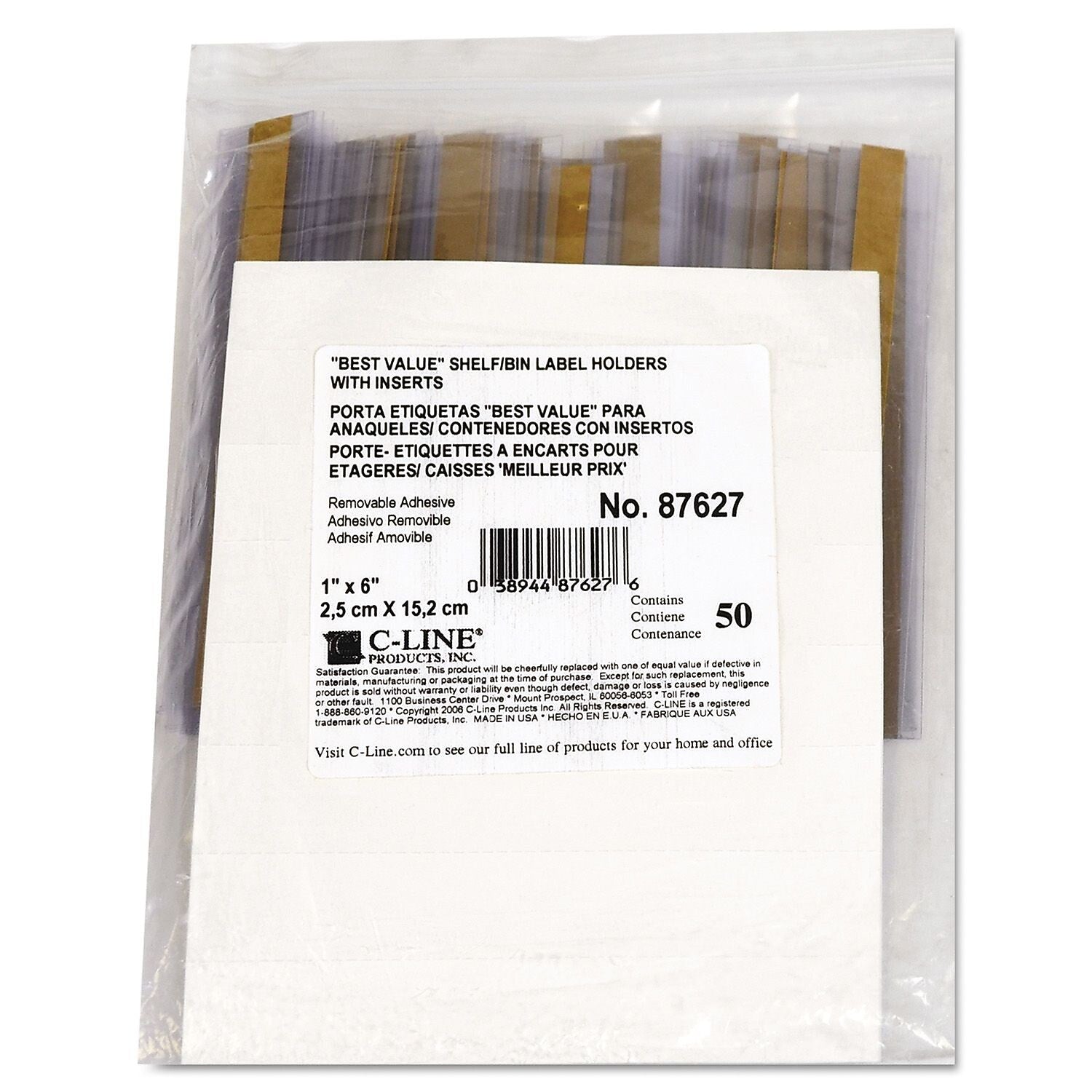 Label Holders, 1" x 6", 50 /Pack (CLI87627)