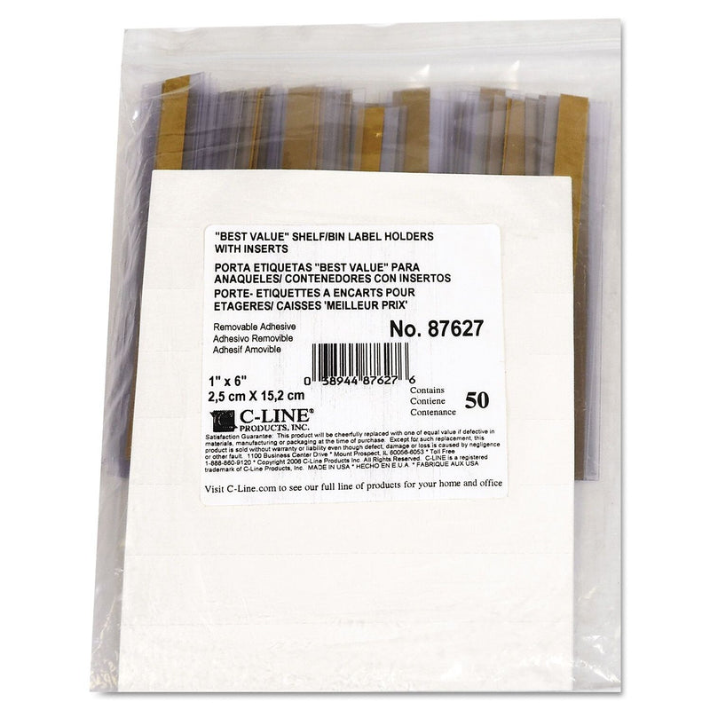 Label Holders, 1" x 6", 50 /Pack (CLI87627)