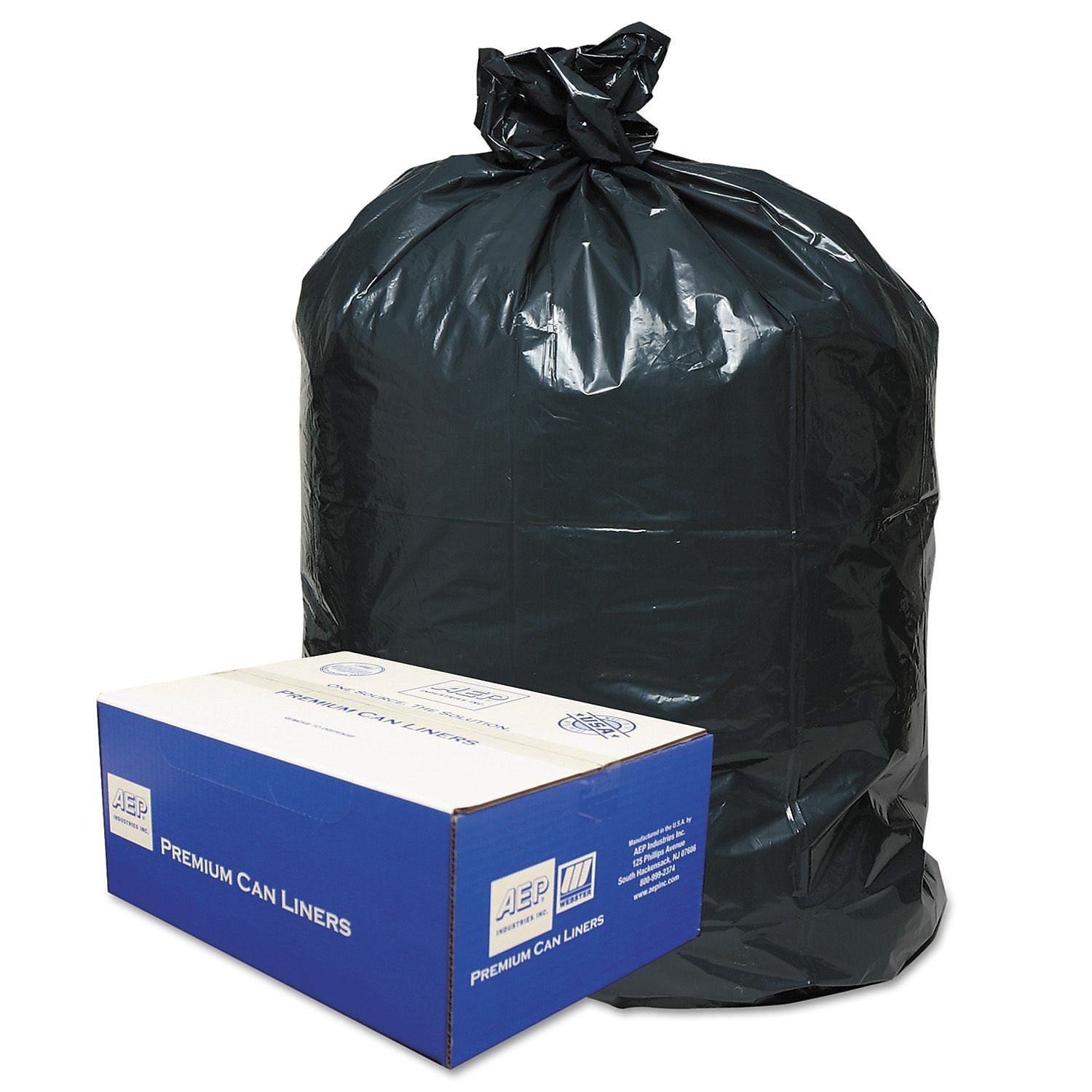 Classic Linear Low-Density Can Liners Trash Bags, 0.9 mil Thickness, Black, 56 gal, 100/Carton (WEBWRM48)