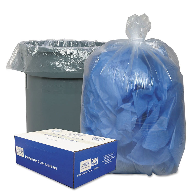 Classic Clear Linear Low-Density Can Liners Trash Bags, 0.9 mil Thickness, Clear, 60 gal, 100/Carton (WEBBC60)