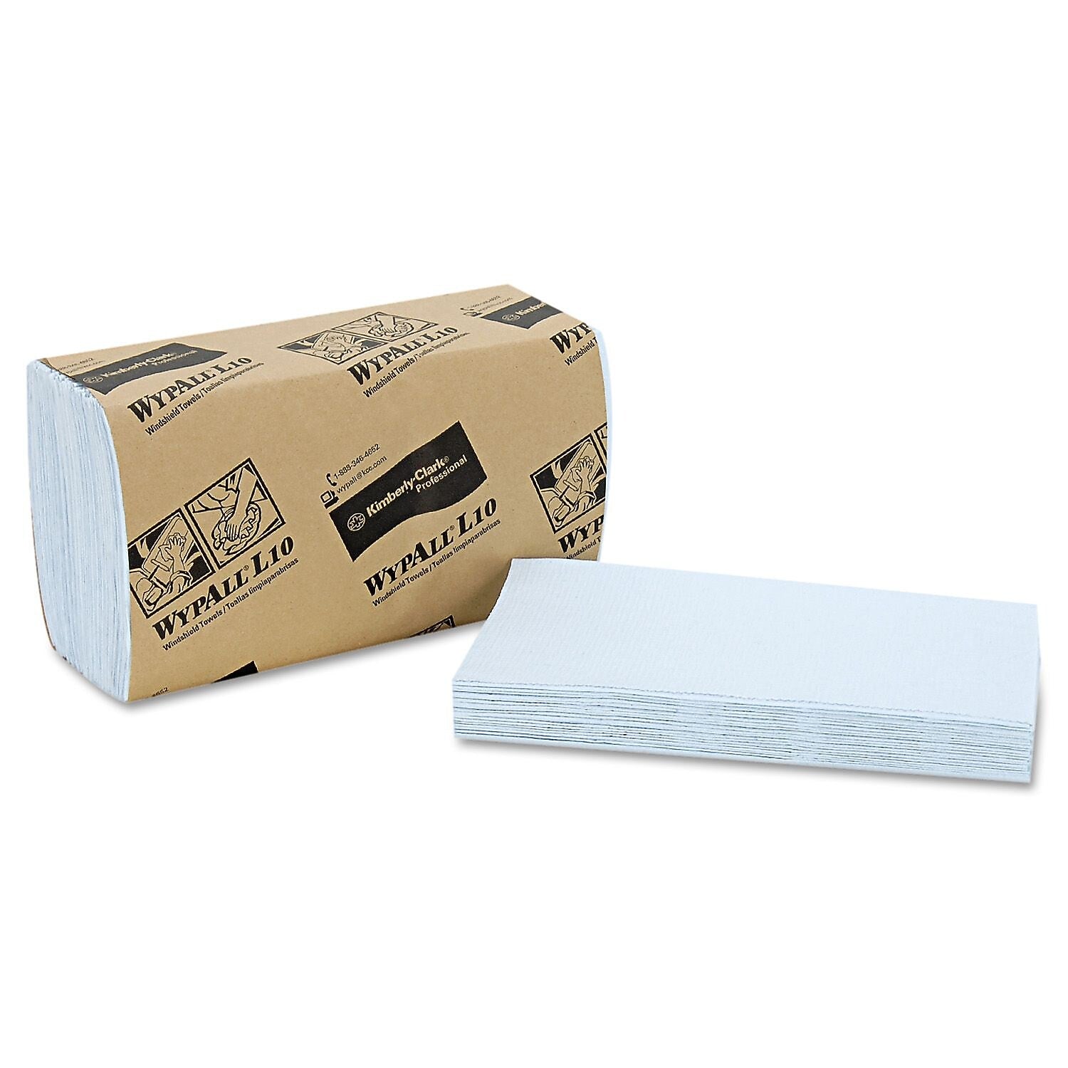 WypAll L10 Windshield Towels, 9 3/8" x 10 1/2", Light Blue, 2240/Carton (KCC 05120)