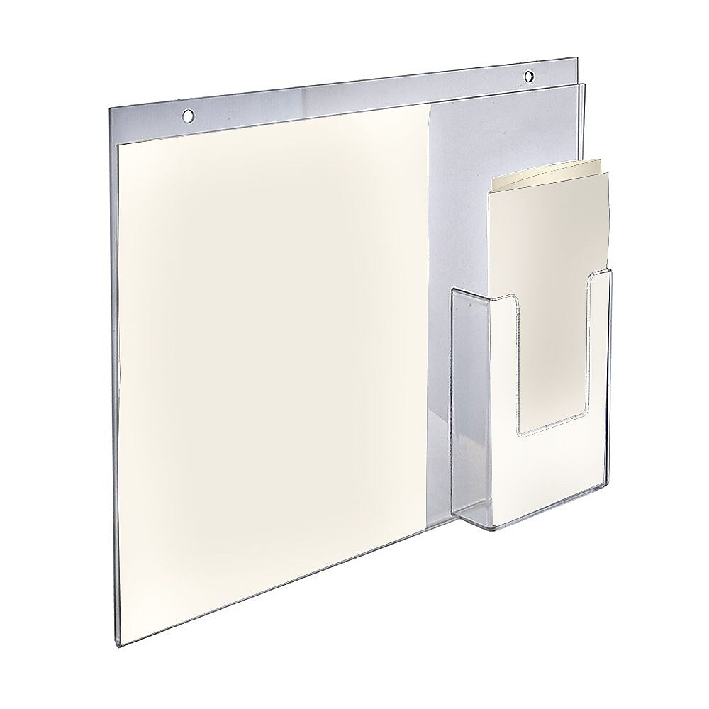 Azar Sign Holder, 14" x 11", Vertical, Wall Mounted, Clear, Acrylic, 2/Pack (252051-2 PACK)