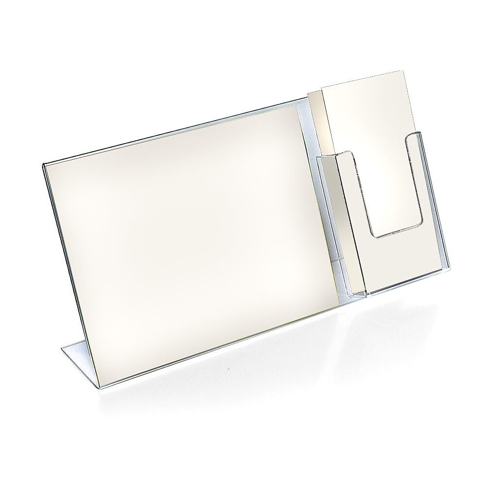 Azar Sign Holder, 16" x 8.5", Horizontal, Table Top, Clear, Acrylic, 2/Pack (252057-2 PACK)