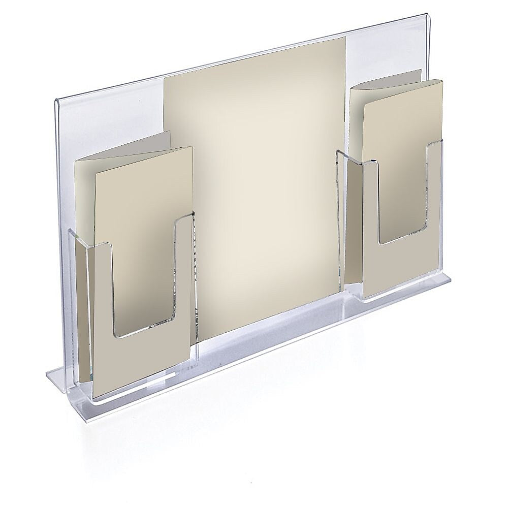 Azar Sign Holder, 18" x 11", Vertical, Table Top, Clear, Acrylic, 2/Pack (252058-2-PACK)