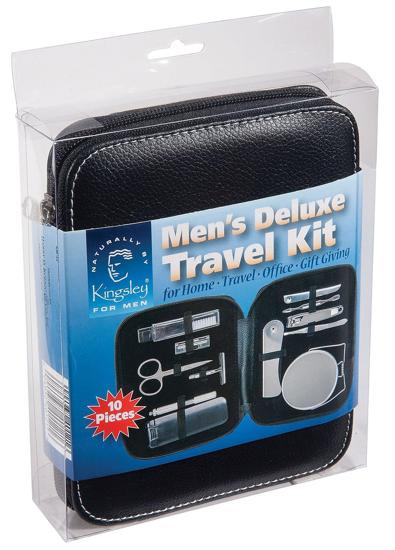 Kingsley 10-Piece Leather Toiletry Bag Kit, Black (KM-32)