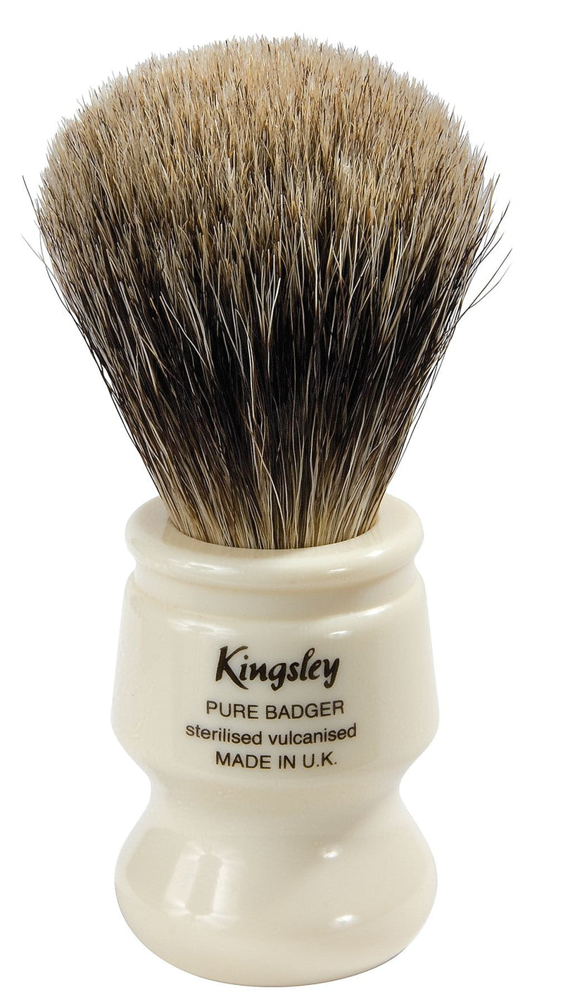 Kingsley for Men Pure Badger Bristle Shave Brush-Faux Ivory Handle (SB-8012)