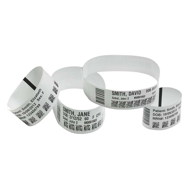 Zebra Z-Band Permanent Adhesive Direct Thermal Wristband for HC100 Printer, White, 300 Labels/Roll, 6 Rolls/Box (10015358K)