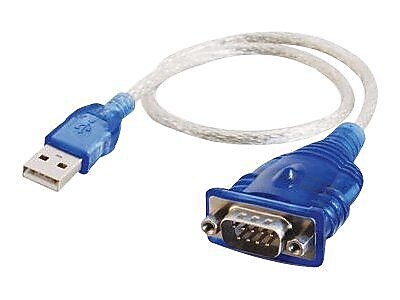 C2G Cables to Go USB A to DB9 Serial Adapter, Male to Male, Blue/White (26886)