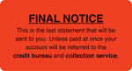 Collection & Notice Collection Labels, Final Notice/Last Statement, Fl Red, 1-3/4x3-1/4", 500