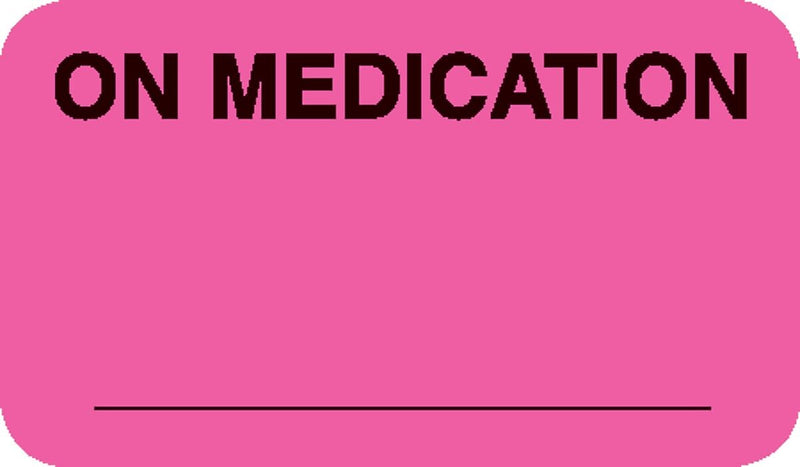 Diet and Medical Alert Medical Labels, On Medication, Fluorescent Pink, 7/8x1-1/2", 500 Labels