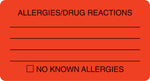Allergy Warning Medical Labels, Allergies/Drug Reactions, Fluorescent Red, 1-3/4x3-1/4", 500 Labels
