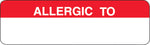 Allergy Warning Medical Labels, Allergic To, Red and White, 3/4x2-1/2", 300 Labels