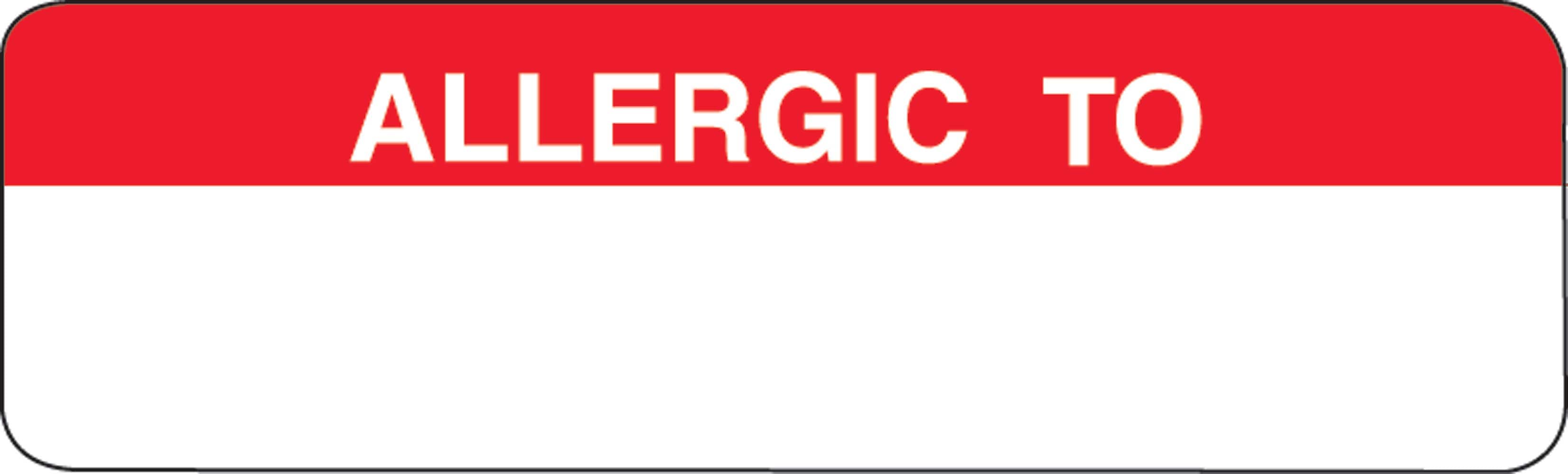Allergy Warning Medical Labels, Allergic To, Red and White, 3/4x2-1/2", 300 Labels