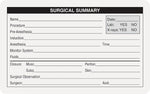 Veterinary Surgical Summary & Blood Analysis Labels, Surgical Summary, White, 2 1/2x4", 100 Labels