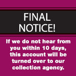 Past Due Collection Pre-Printed Labels, Final Notice/10 Days, Red, 1-1/2x1-1/2", 500 Labels