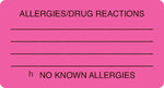 Allergy Warning Medical Labels, Allergies/Drug Reactions, Fluorescent Pink, 1-3/4x3-1/4", 250 Lbls