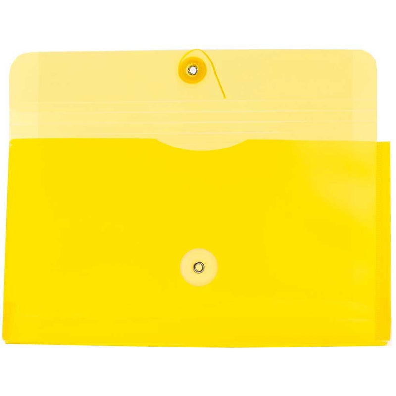JAM Paper® Plastic Envelopes with Button and String Tie Closure, #10 Business Booklet, 5.25 x 10, Yellow, 12/Pack (921B1YE)